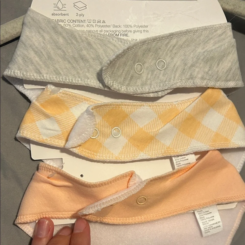 Little Pumpkin Bandana Bibs - Gray(w/ embroidery), Yellow (Plaid) and Orange